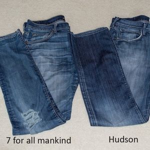 Men's Hudson and 7 for all mankind Jeans, 2 PAIRS!